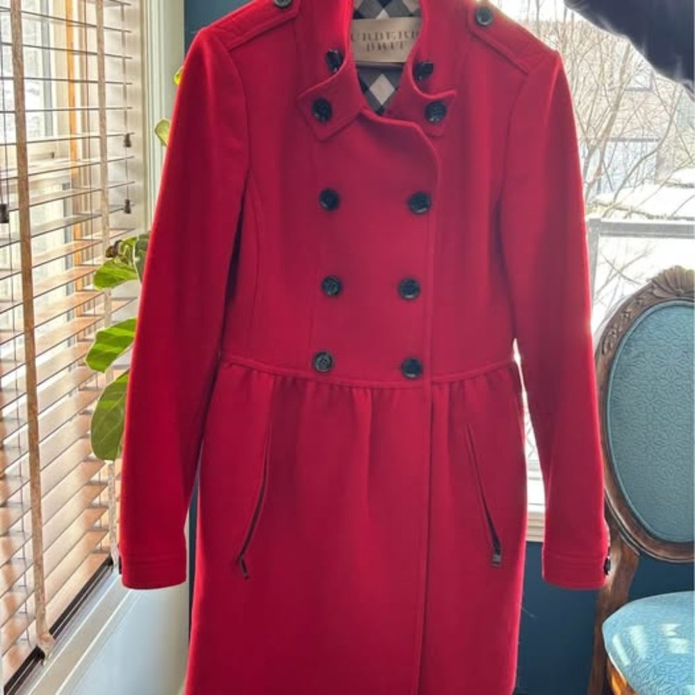 Burberry Red Wool Coat